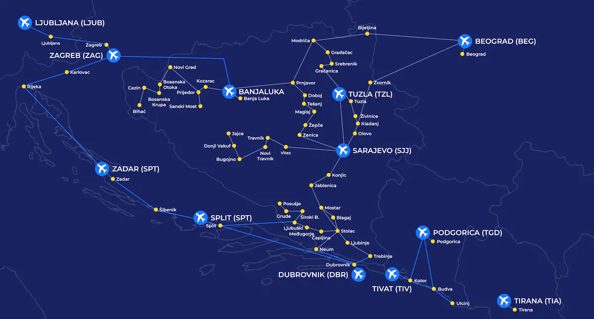 Balkan Transfer service area map